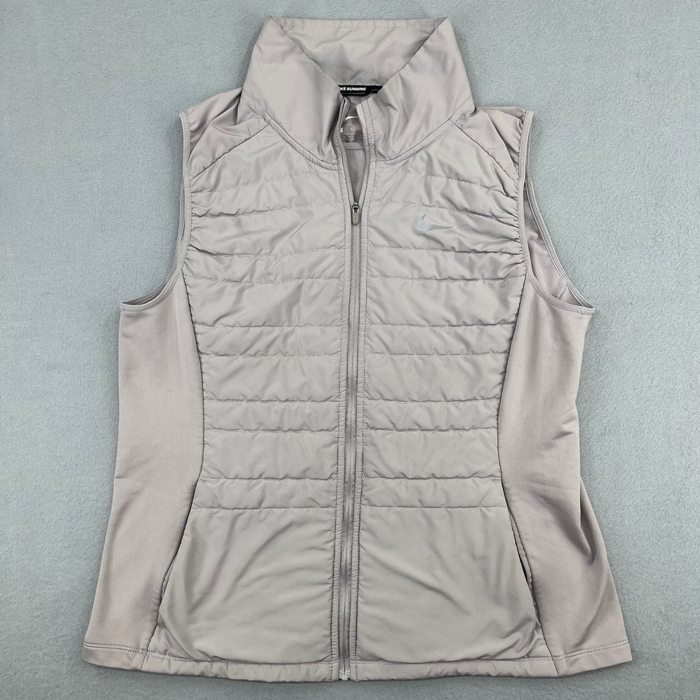 Nike Running Aerolayer Women's Quilted Puffer Vest Grey 856222-059 Size L